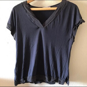 Zara blousey Navy blue short sleeved v neck t shirt